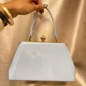 Blue Mini Tote- Flower Clasp